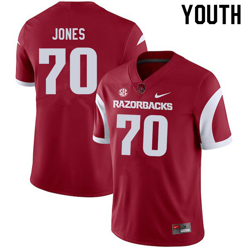 Youth #70 Luke Jones Arkansas Razorbacks College Football Jerseys Sale-Cardinal